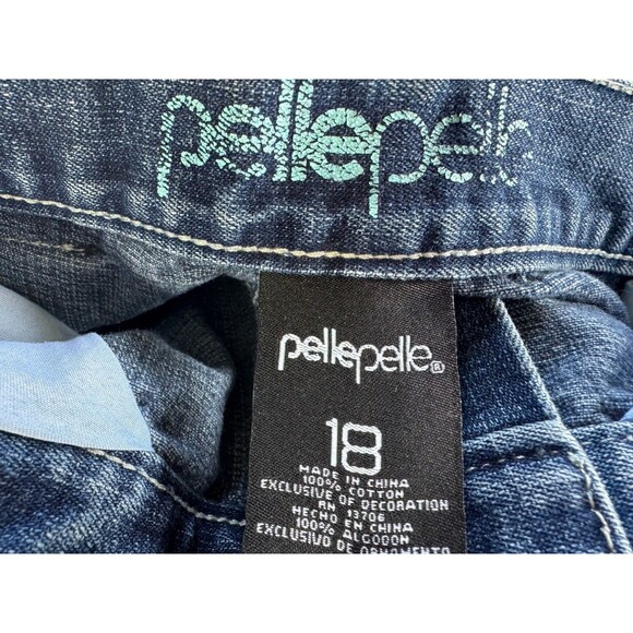 VTG Y2K Pelle Pelle Men’s Jeans Size 18 Blue White Embroidery Skater Hip Hop Str - Picture 5 of 7